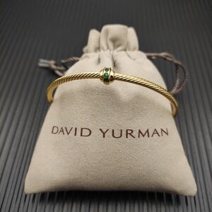 David Yurman Gold 3mm Round Bead Green Diamond bracelet